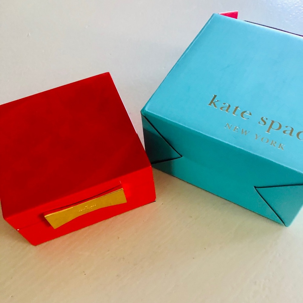 kate spade Red and Turquoise Gift Boxes with Gold Plate